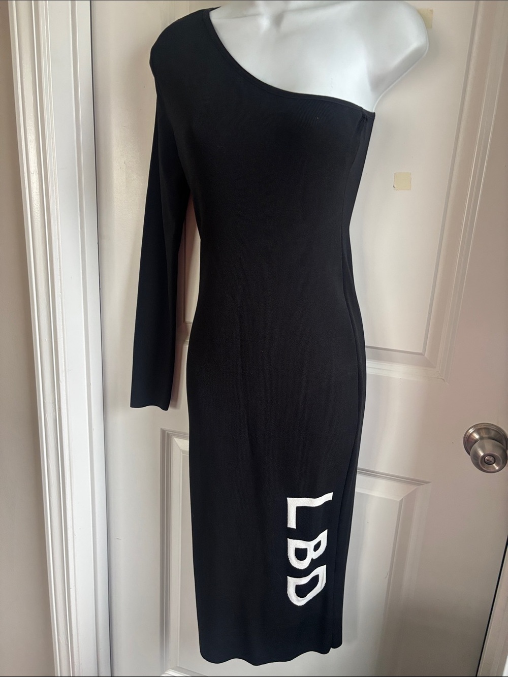 Classy Bar III- LBD Black One-Shoulder Midi Dress - Sz Small